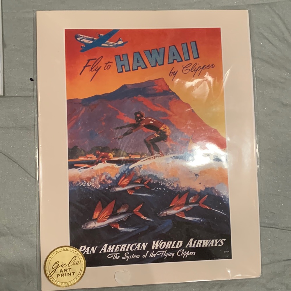 Giclee Art Print Fly To Hawaii Pan American World Airways by Clipper